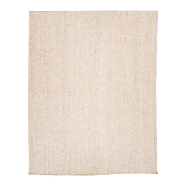 Blush Modern Natural Style Handmade Wool and Jute Rug For Sale