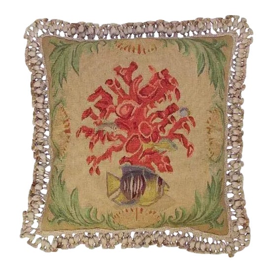 Aubusson Square Seaweed Throw Pillow For Sale