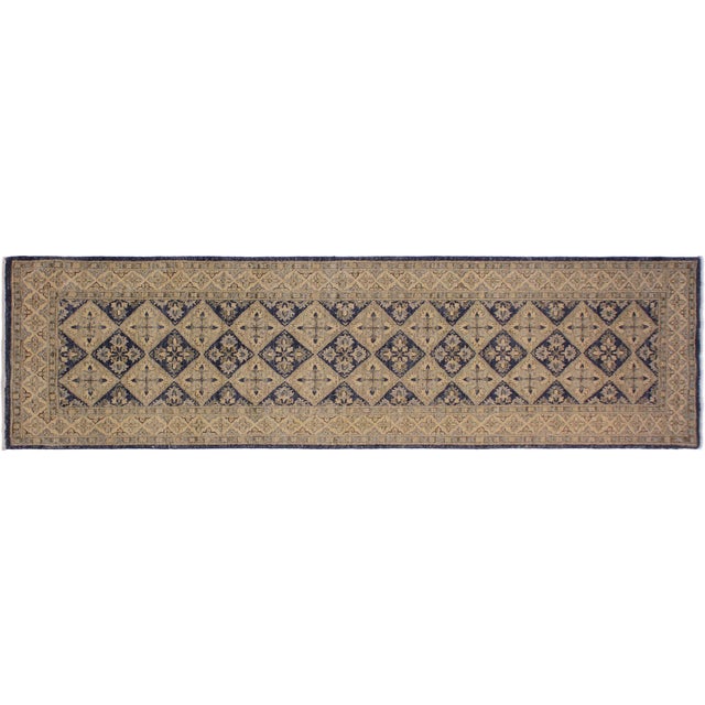 Ziegler 1990's Blue/Beige Wool Runner Rug- 2'9'' X 8'0'' For Sale - Image 9 of 10