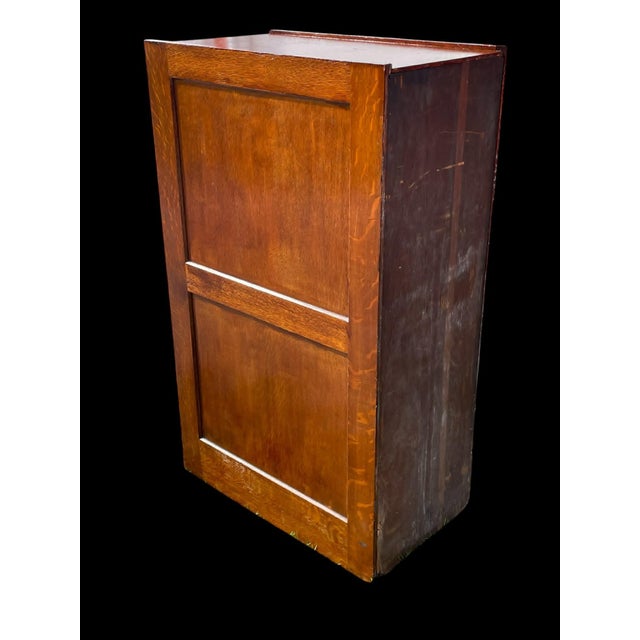 American Antique 3 Drawer Oak Filing Cabinet For Sale - Image 3 of 13
