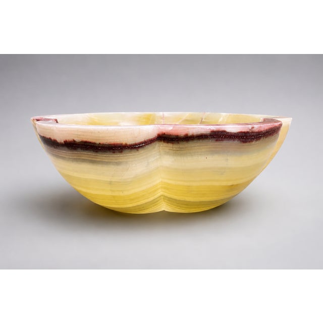 Rare Hand-Carved Floral Onyx Vessel Sink | Luxury Natural Stone Vanity Basin For Sale - Image 4 of 5