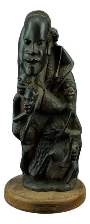 20th Century Hand-Carved Ebony Wood Makonde Sculpture Depicting Ujamaa in the Shetani Style, Mozambique