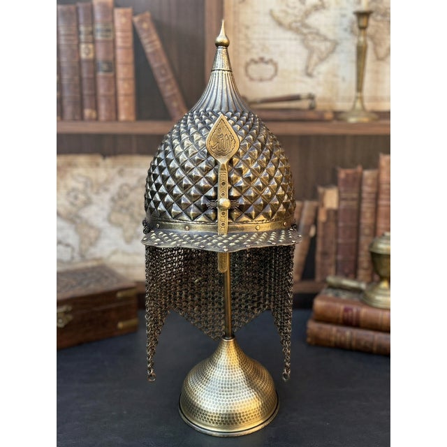 Double Hammered Brass Helmet For Sale In Los Angeles - Image 6 of 15
