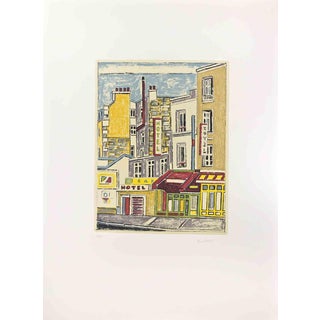 Orfeo Tamburi, Buildings in Paris, Lithograph, 1980s For Sale
