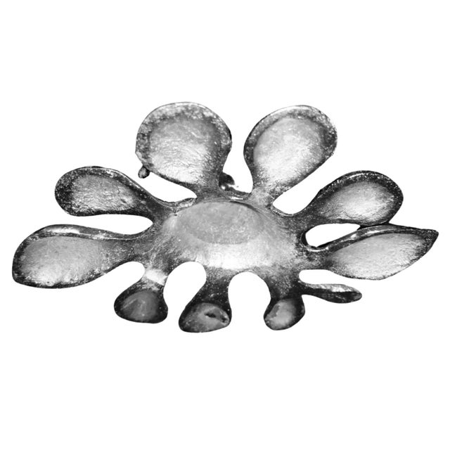 Metal Vintage Mid Century Modern Don Drumm Style Aluminum Abstract Brutalist Artisan Sculpture Menorah For Sale - Image 7 of 13