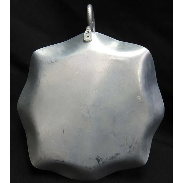 1950s Aluminum Floral Carved Dish With Curled Handle For Sale - Image 4 of 4