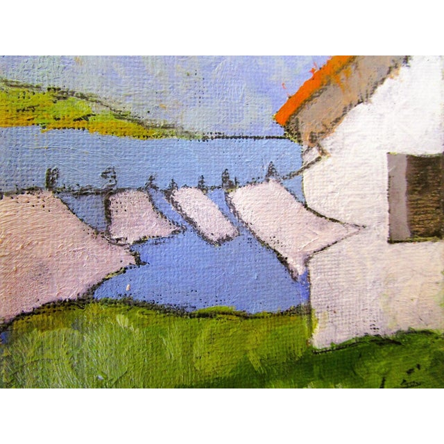 Miniature North Coast Clothesline Art 4X4 Lynne French Laundry Landscape oil painting by Lynne French. The signed original...