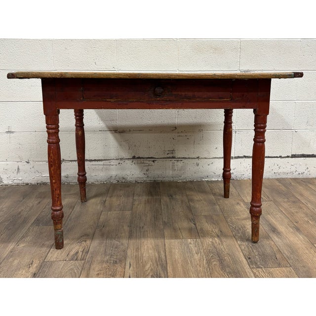 Antique Primitive Wooden Farmhouse Table For Sale - Image 11 of 11