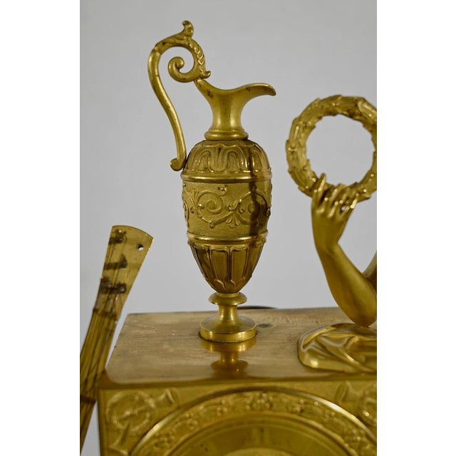 Empire Golden Bronze Clock from Leroy Palais Royal, Early 19th Century For Sale - Image 9 of 18
