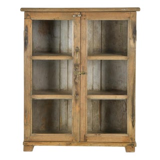 Wall-Mounted or Freestanding Display Case in Patinated Wood For Sale
