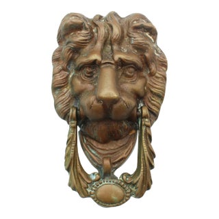 4th Quarter 19th Century Anglo-French Bronze Lion's Head Door Knocker For Sale