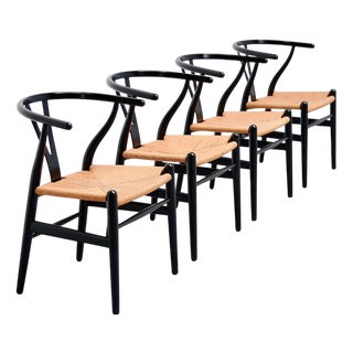 CH24 Wishbone Chairs by Hans J. Wegner for Carl Hansen & Son, Denmark, 1950s, Set of 4 For Sale