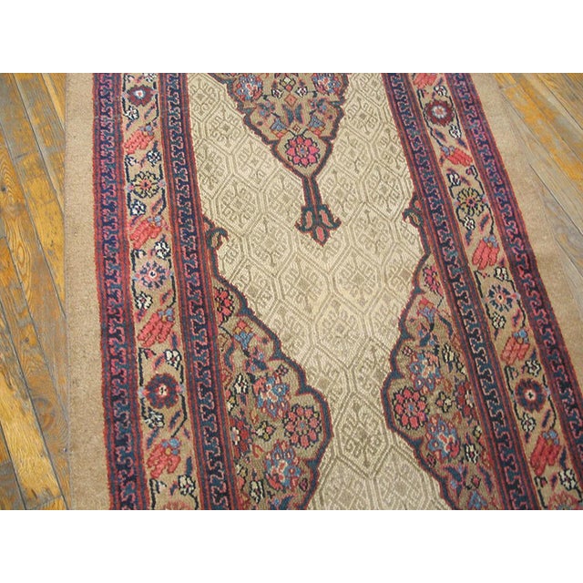 1900s Tan Camel Diamond Tribal Antique Persian Serab Rug 3'2" X 11'6" Handknotted Wool Carpet For Sale - Image 4 of 5