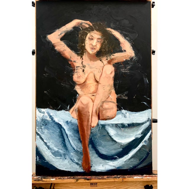 Expressionist nude figure original oil painting on canvas. This painting is 24x36 on a 1.5 inch deep canvas. It is wired...