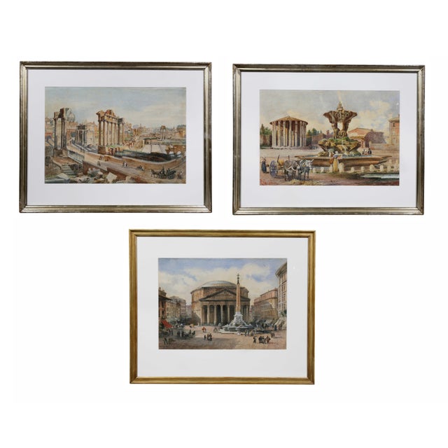 Nicely framed and newly matted. The pantheon, forum and temple of Hercules Victor.