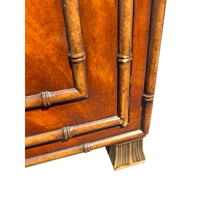 Faux Bamboo Theodore Alexander Credenza Cabinet For Sale - Image 14 of 15