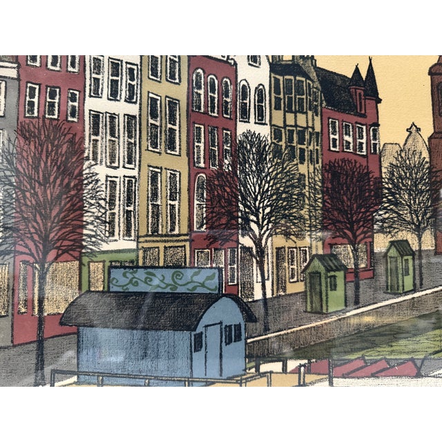 Mid-Century Modern Mid 20th Century Denis Paul Noyer Signed Limited Edition European Canal Cityscape Print 109/260 For Sale - Image 3 of 8