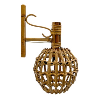 Bamboo and Rattan Wall Lamp in the style of Louis Sognot, 1960s For Sale