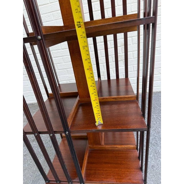 Antique Edwardian Style Revolving Bookcase in Wood With Inlaid Details For Sale - Image 4 of 12