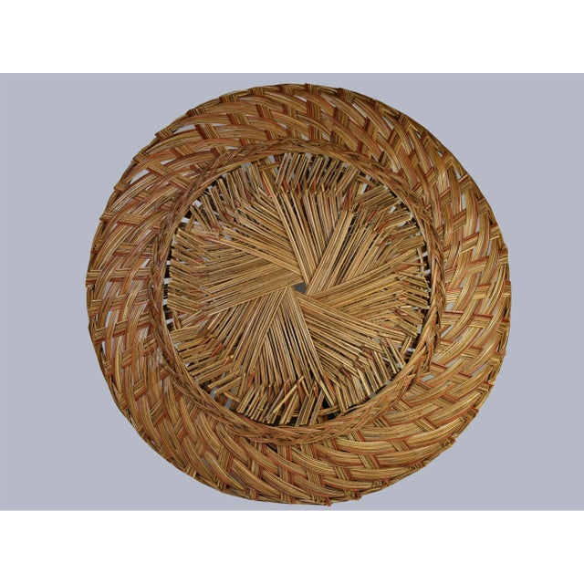 Hand Woven Wicker Rattan Boho Wall Hanging Decor Round Basket - a Pair For Sale - Image 6 of 8