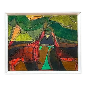 Vintage Boho Abstract Original Oil on Canvas Painting
