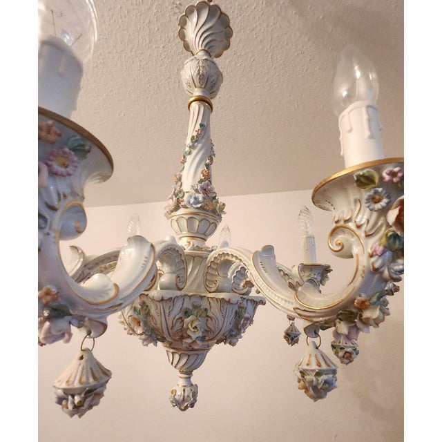 Hand-Shaped Chandelier in Porcelain from Capodimonte, 1960s For Sale - Image 11 of 18