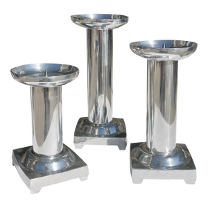 Set of Three Vintage Pewter Silver Candle Holders
