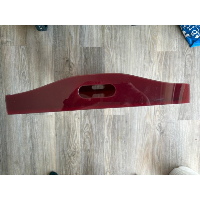Plastic Extra Large Burgundy Lucite Serving Tray For Sale - Image 7 of 9