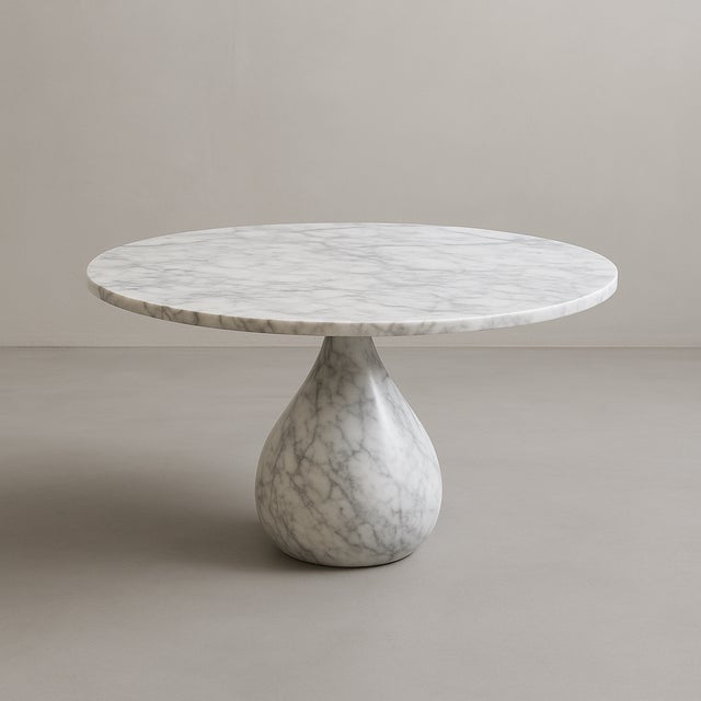 Round White Carrara Marble Coffee Table – Made in Italy This refined coffee table features a round top with a diameter of...