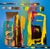 The artwork features a bold interplay of vivid colors, with striking blues and yellows juxtaposed against darker hues,...