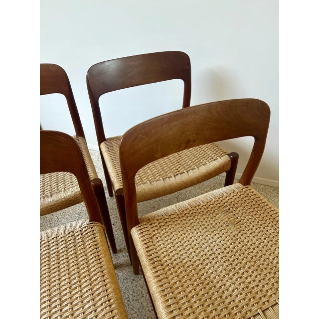 Wood Four Niels Otto Moller Danish Dining Room Chairs with Hand Woven Seats - Set of 4 For Sale - Image 7 of 10