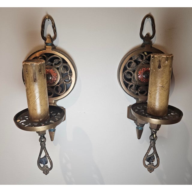 1920s Moe -Bridges Tudor Wall Sconces - a Pair For Sale - Image 12 of 15
