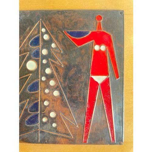 Vintage Three-Panel Enamel Figurative Wall Art For Sale - Image 4 of 8