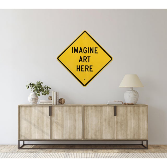 Yellow Imagine Art Here XXIV - Original Pop Art Street Sign Steel Wall Sculpture For Sale - Image 8 of 9