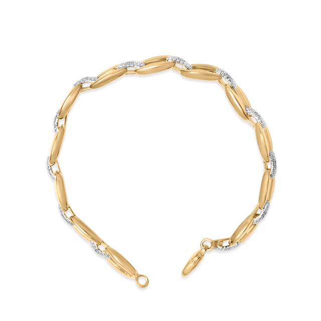 Haus of Brilliance Gold Vermeil 1/10 Cttw Diamond Bold Link Bracelet For Sale - Image 4 of 4