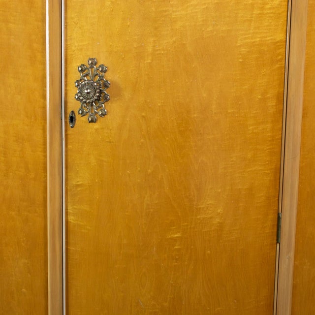 Small Early to Mid-20th Century Vintage English Art Deco Style Wardrobe Burled Maple & Walnut Frame For Sale - Image 11 of 17