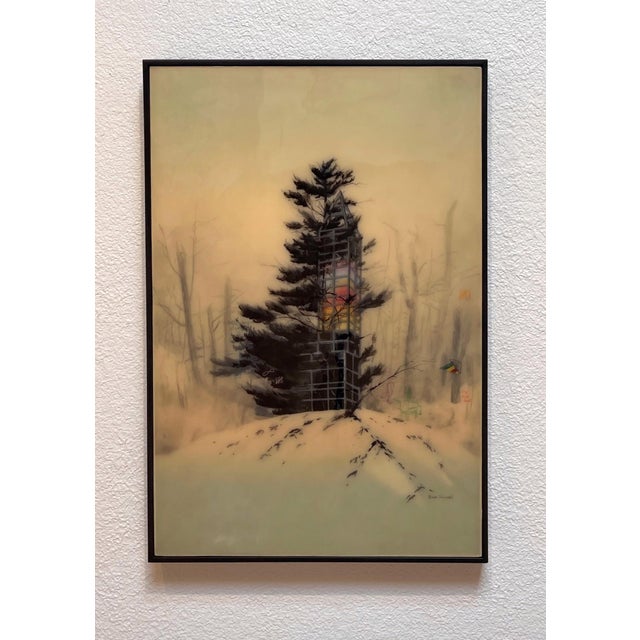 Absence/No Presence presents a solitary structure enveloped by a muted, atmospheric landscape. The interplay of india ink,...