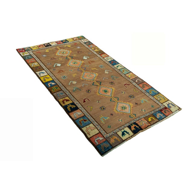 Mid-Century Modern Vintage Hand-Knotted Gabbeh Rug, 1990s For Sale - Image 3 of 10