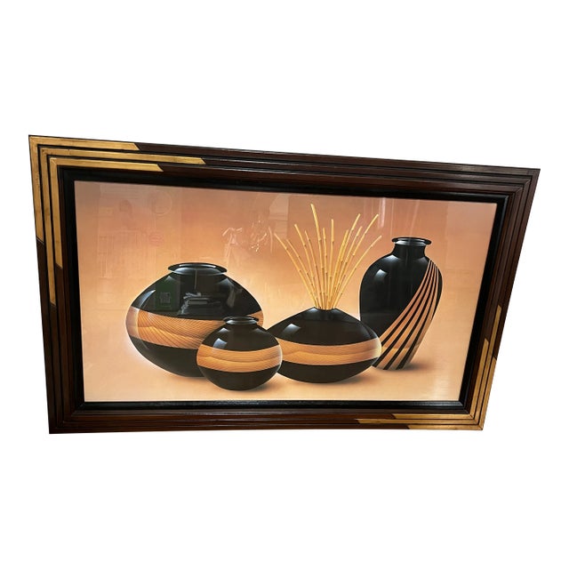 1980 Art Deco Revival Black Vases Still Life Art Print For Sale