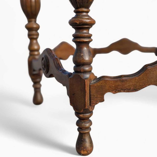 Traditional Antique Carved Wood Round Dining or Center Table, Restored For Sale - Image 3 of 15