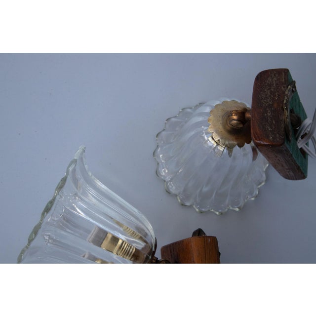 Fabulous pair of Barovier & Toso wall or ceiling lamps in Murano artistic glass. Period Circa 1940. The power button has...