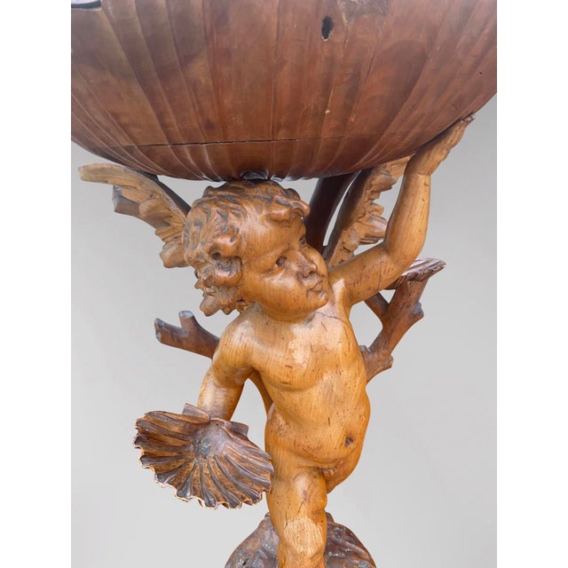 Italian Baroque Putti Statue in Walnut, 1860 For Sale - Image 9 of 10