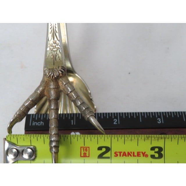 Large Circa 1850s George W. Webb Baltimore American Coin Silver Eagle Talon & Seashell Ice Tongs For Sale - Image 12 of 13