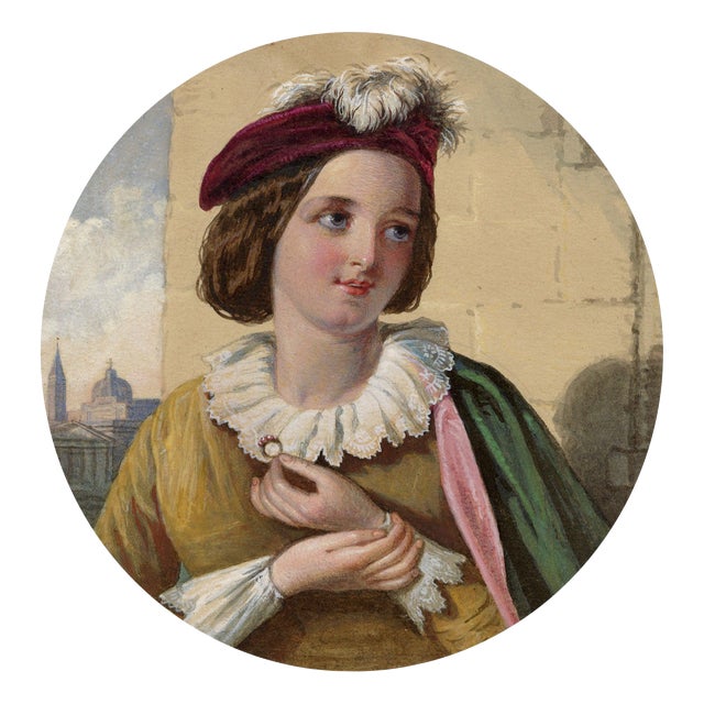 After Thomas Francis Dicksee, Viola Dressed as Cesario, Shakespeare's Twelfth Night, 19th Century, Watercolor For Sale
