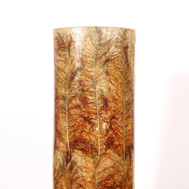 Mid-Century Ceramic Table Lamp W/ Naturalist Resin Shade & Illuminated Cutout For Sale In New York - Image 6 of 18