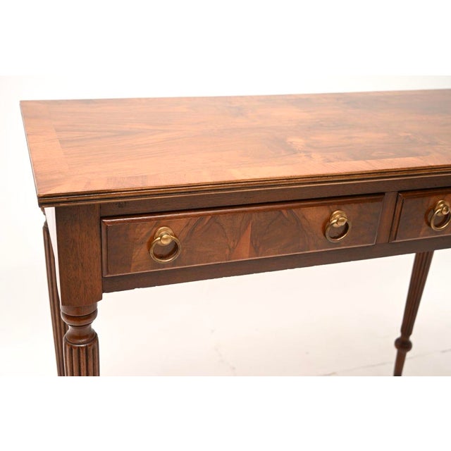 Brown Antique Inlaid Walnut Writing Table, 1920 For Sale - Image 8 of 11