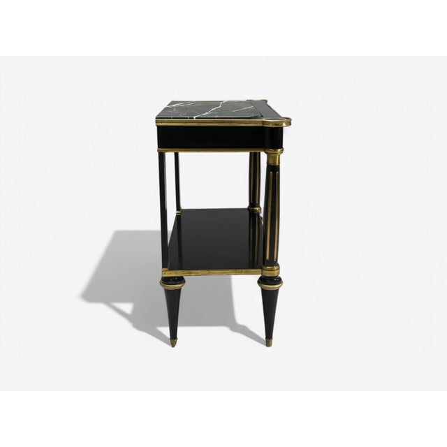 Hollywood Regency Style, Black Lacquer, Marble, Console Table, Usa, 1960s For Sale In New York - Image 6 of 9