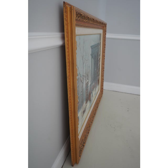 Age: Approx: 60 Years Old Details: La Place De La Madeleine Nice Quality Gold Finish Frame Artist Signed P. Mack Vibrant...