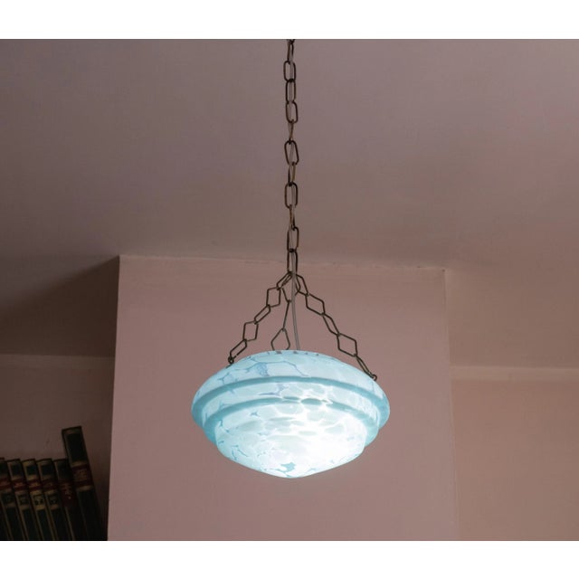 Italian Sea Blue Glass Pendant, 1960s For Sale - Image 6 of 12