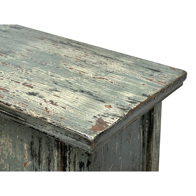 Wood 16.25" Distressed Blue Gray 2 Doors End Table Nightstand Chest For Sale - Image 7 of 9